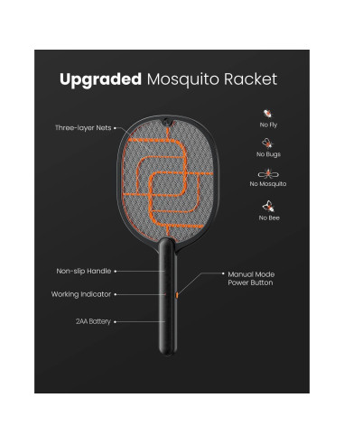 Raqueta Eléctrica Insecticida Gaiatop 3800V para Moscas
