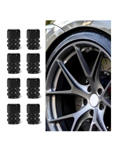 8 Tapas de Válvula de Neumático Kutyun - Aluminio Negro