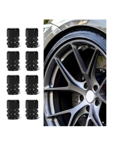 8 Tapas de Válvula de Neumático Kutyun - Aluminio Negro