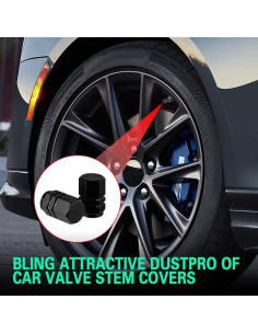 8 Tapas de Válvula de Neumático Kutyun - Aluminio Negro 2