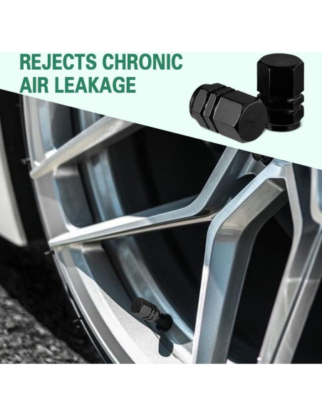 8 Tapas de Válvula de Neumático Kutyun - Aluminio Negro