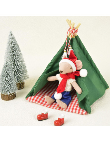 Carpa de Camping Miniatura Verde 1:12 con Alfombra - Minamzee