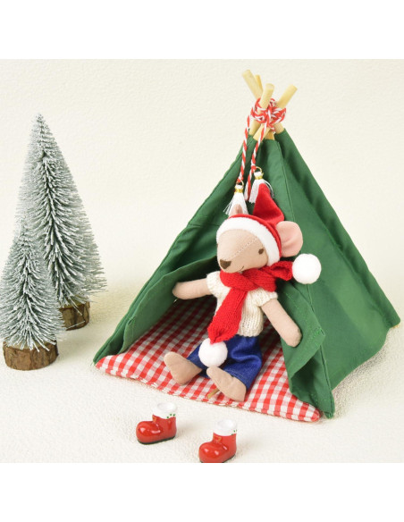 Carpa de Camping Miniatura Verde 1:12 con Alfombra - Minamzee