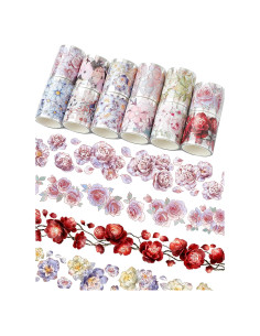 Juego de Cinta Washi Floral Cratey - 12 Rollos de 2m