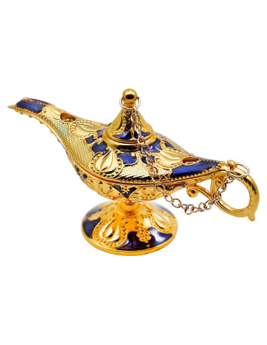 Lámpara Mágica Genio Aladino Hsiwto Azul Pequeña Decorativa