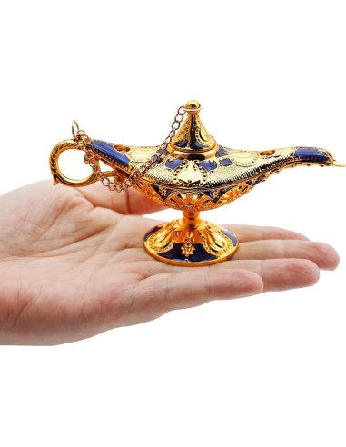 Lámpara Mágica Genio Aladino Hsiwto Azul Pequeña Decorativa
