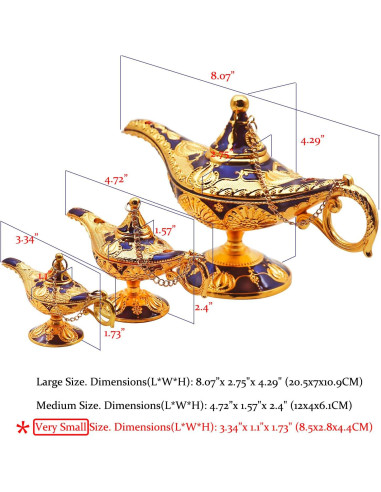 Lámpara Mágica Genio Aladino Hsiwto Azul Pequeña Decorativa