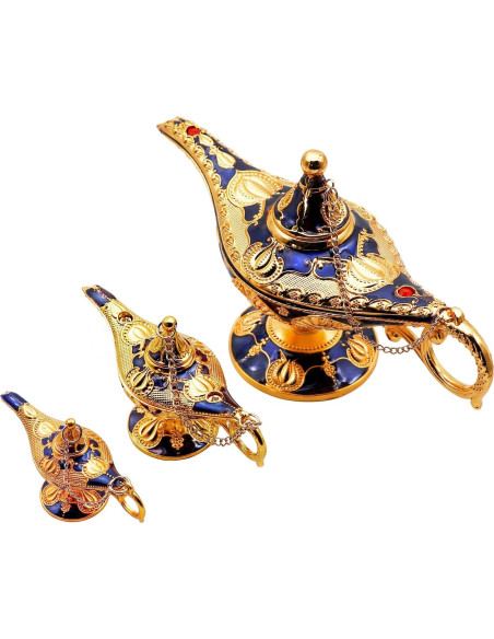 Lámpara Mágica Genio Aladino Hsiwto Azul Pequeña Decorativa