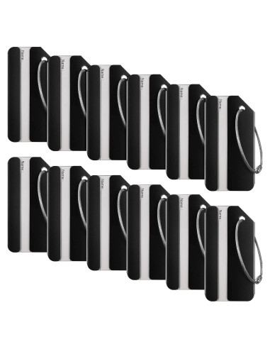 12 Etiquetas de Equipaje Weewooday de Aluminio Negro