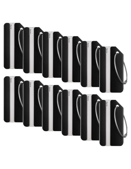 12 Etiquetas de Equipaje Weewooday de Aluminio Negro