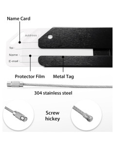 12 Etiquetas de Equipaje Weewooday de Aluminio Negro 2