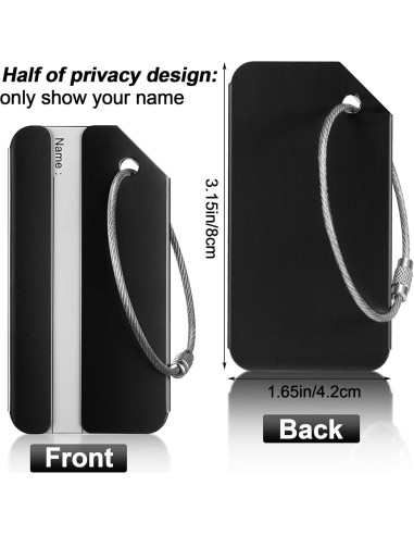 12 Etiquetas de Equipaje Weewooday de Aluminio Negro