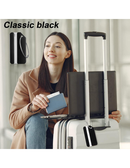 12 Etiquetas de Equipaje Weewooday de Aluminio Negro