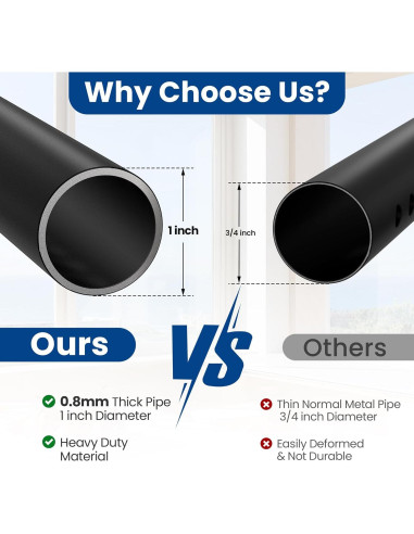 Barra de Seguridad Ajustable para Puertas Corredizas WooFog 43-127 cm - Negro