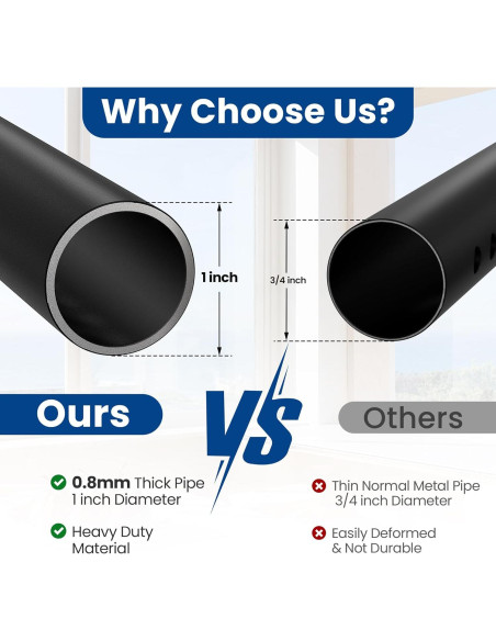 Barra de Seguridad Ajustable para Puertas Corredizas WooFog 43-127 cm - Negro