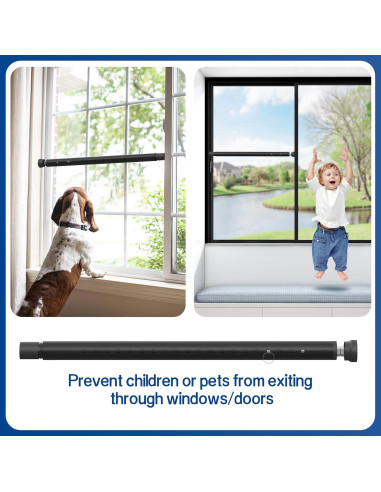 Barra de Seguridad Ajustable para Puertas Corredizas WooFog 43-127 cm - Negro