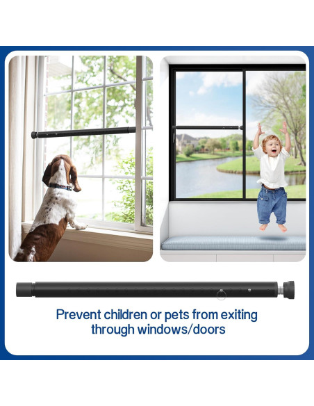 Barra de Seguridad Ajustable para Puertas Corredizas WooFog 43-127 cm - Negro