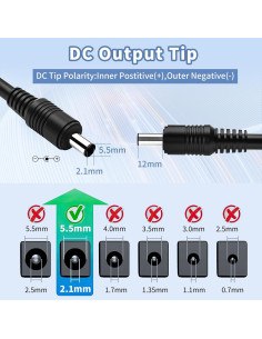 Fuente de Alimentación 12V 5A Waysse Adaptador AC DC 60W 2