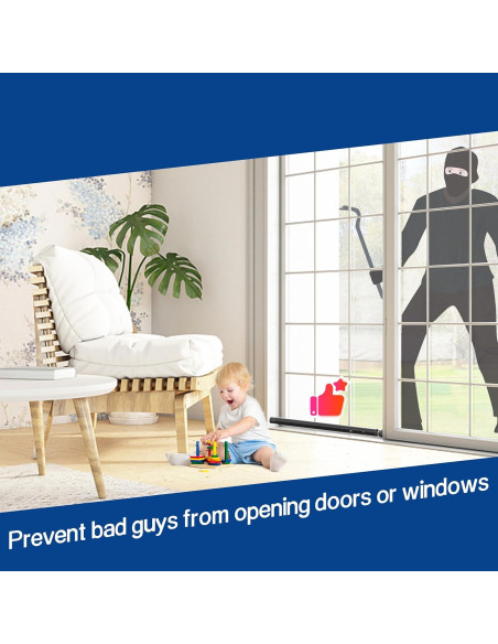 Barra de Seguridad Ajustable para Puertas Corredizas WooFog 43-127 cm - Negro