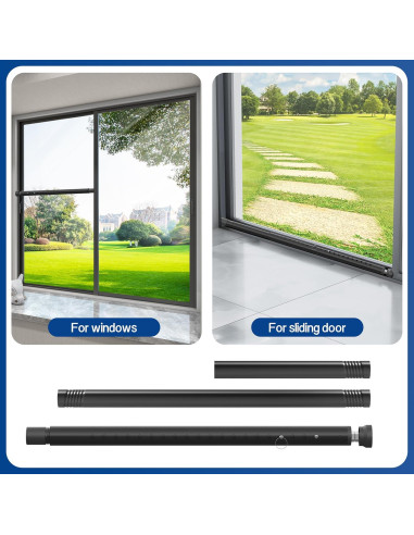 Barra de Seguridad Ajustable para Puertas Corredizas WooFog 43-127 cm - Negro