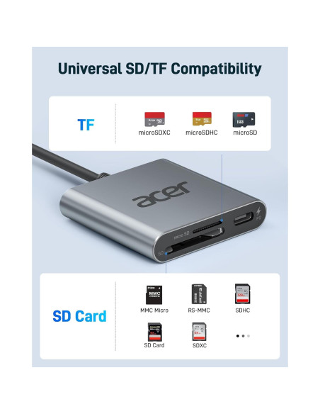Lector de Tarjetas Acer ODK450 USB-C 4.0 Doble Ranura 100W