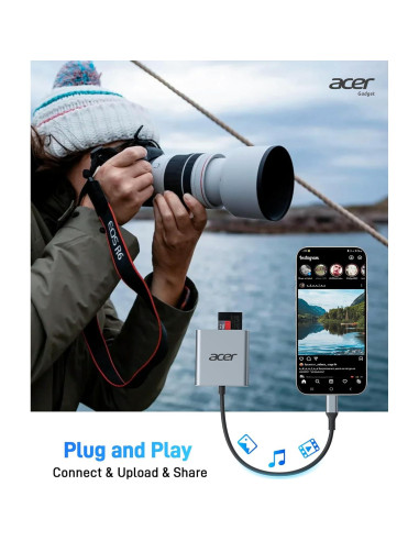 Lector de Tarjetas Acer ODK450 USB-C 4.0 Doble Ranura 100W