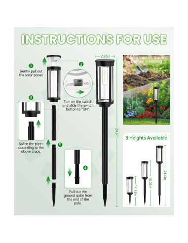 Luces de Camino Solares BITPOTT 2 Paquete IP65 Jardín