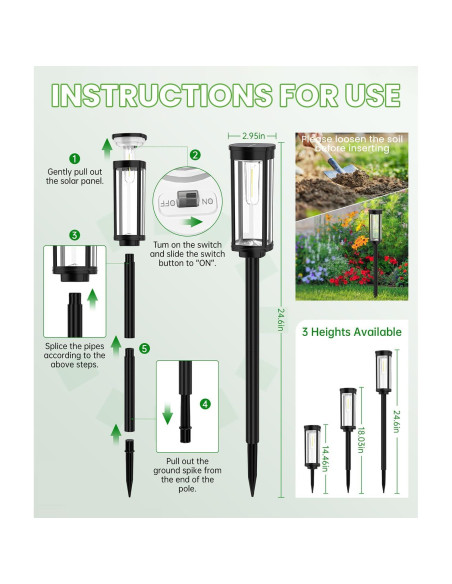 Luces de Camino Solares BITPOTT 2 Paquete IP65 Jardín