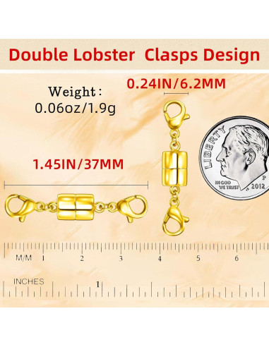 Cierres Magnéticos Doble Langosta Qulltk 12Pcs Oro 14K