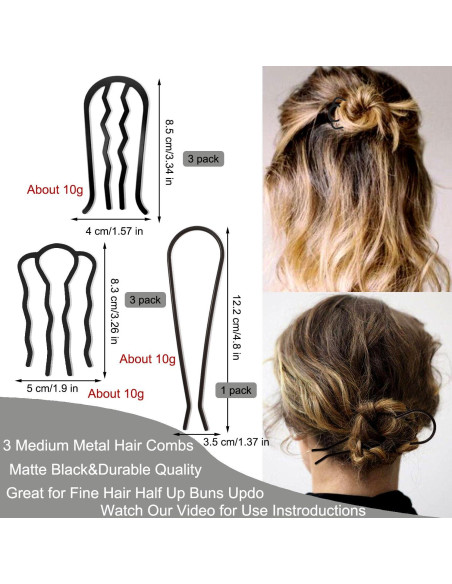 7 Peines Laterales de Metal LAPOHI para Peinados Elegantes