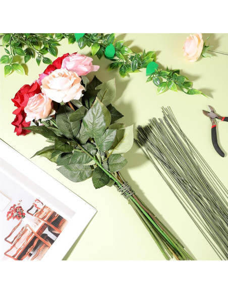 Paquete de 100 Alambres Florales Prudiut Verde 36 cm 1.2 mm