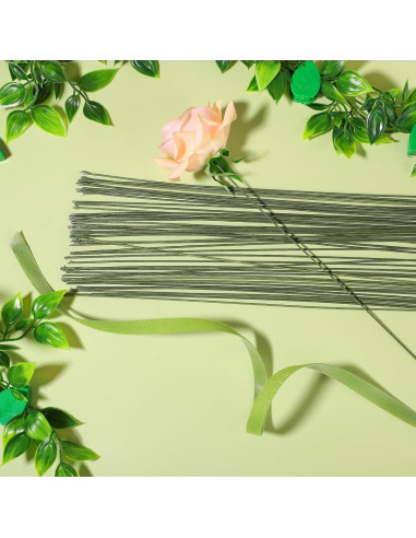Paquete de 100 Alambres Florales Prudiut Verde 36 cm 1.2 mm