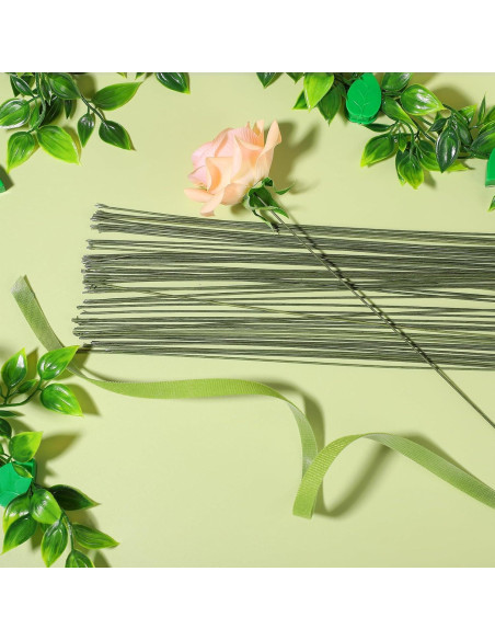 Paquete de 100 Alambres Florales Prudiut Verde 36 cm 1.2 mm