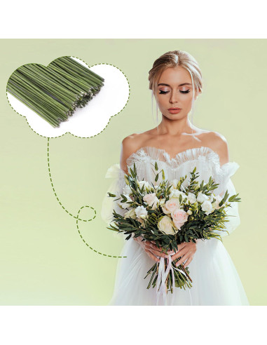 Paquete de 100 Alambres Florales Prudiut Verde 36 cm 1.2 mm