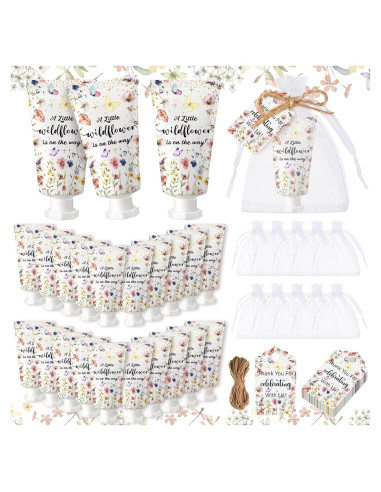 48 Sets de Crema de Manos Dansib para Baby Shower Floral