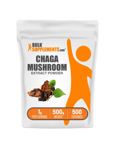 Extracto de Hongo Chaga en Polvo BulkSupplements 500g Sin Gluten