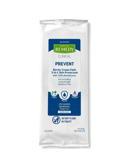 Toallitas Húmedas Medline Remedy 3-en-1 8 Paquetes 20.32 cm