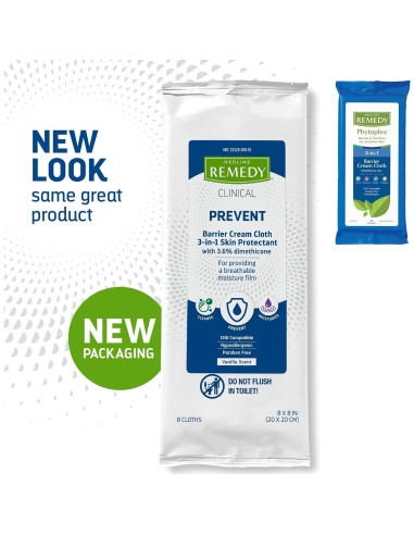 Toallitas Húmedas Medline Remedy 3-en-1 8 Paquetes 20.32 cm