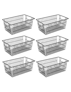 Cestas de Alambre de Metal GEDLIRE 6 Piezas 38.6x26.7x15 cm Negro