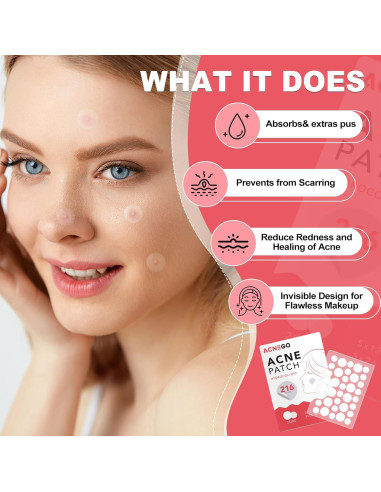 216 Parches Hidrocoloide AcneGo para Granitos y Manchas