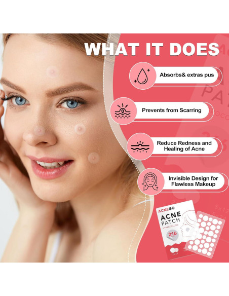 216 Parches Hidrocoloide AcneGo para Granitos y Manchas