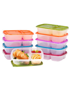 Bentgo Easyboxes - Set de 10 Contenedores de Almuerzo 3 Compartimentos