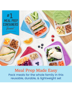 Bentgo Easyboxes - Set de 10 Contenedores de Almuerzo 3 Compartimentos 2