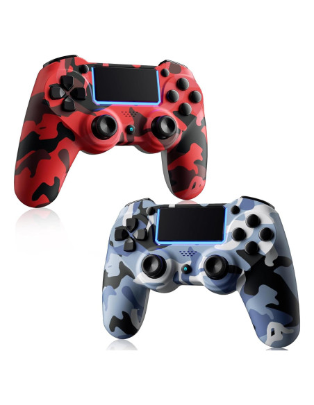Controladores Inalámbricos KDYGPDCT para PS4/PS3 - 2 Pack Rojo y Azul