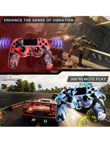 Controladores Inalámbricos KDYGPDCT para PS4/PS3 - 2 Pack Rojo y Azul