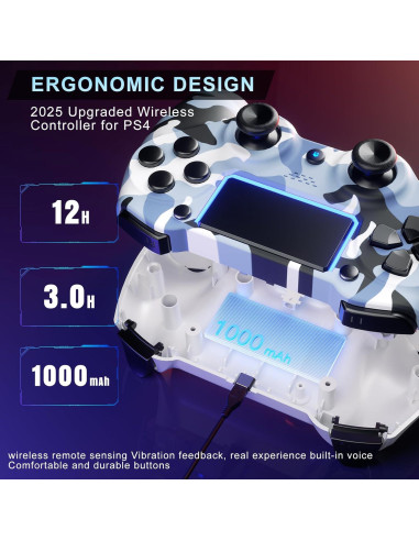 Controladores Inalámbricos KDYGPDCT para PS4/PS3 - 2 Pack Rojo y Azul