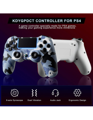 Controladores Inalámbricos KDYGPDCT para PS4/PS3 - 2 Pack Rojo y Azul