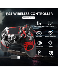 Controlador Inalámbrico SZDILONG para PS4 Rojo Llama - Bluetooth 2