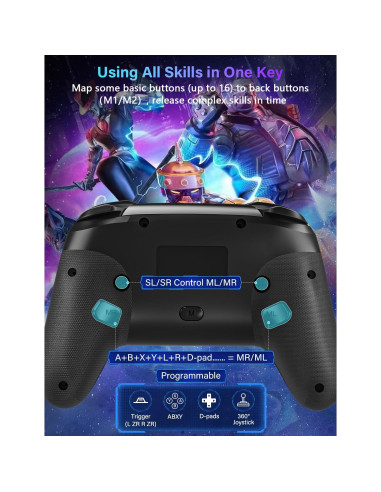 Controlador Inalámbrico RJAD para Nintendo Switch con Luz LED