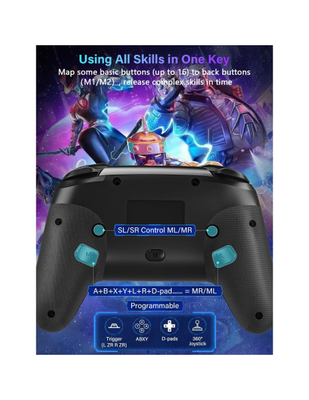 Controlador Inalámbrico RJAD para Nintendo Switch con Luz LED